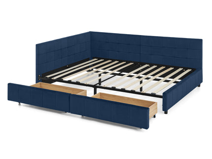 Elegant Design Storage Upholstered Tufted Bed Frame With Backrest And Armrests