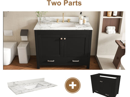 Bathroom Vanity Set, Soft Close Doors, 3 Faucet Holes, Sink Included - Black