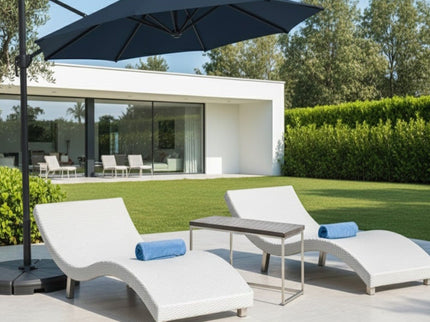 Round Cantilever Patio Umbrella With 360 Rotation & Infinite Tilt Adjustment