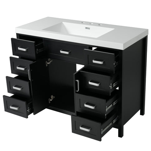 Bathroom Vanity With Sink, 2 Doors 8 Drawers, Soft Close System, Classic Design