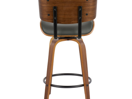 Lombardi - Mid-Century Modern Fixed Height Counter Stool With Swivel With Round Footrest (Set of 2)