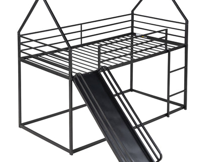 Twin Over Twin House Bunk Bed With Ladder And Slide