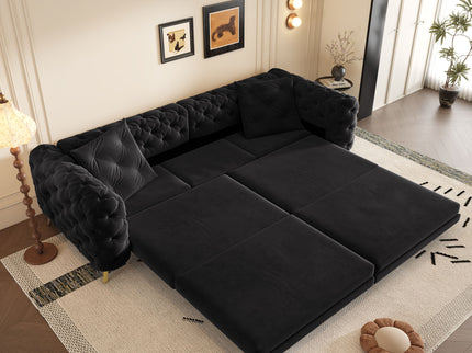 3 In 1 Convertible Sleeper, Deep Seat Pull Out Sofa Bed, Button Tufted