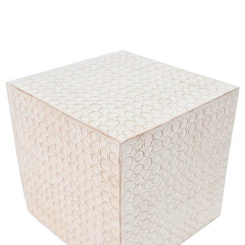 Chic Modern Mgo Cube Side Table With Fluted Design - Antique Brown