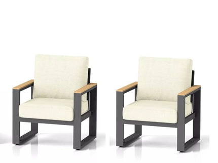 All-Weather Patio Armchairs With Thick Cushions (Set of 2)