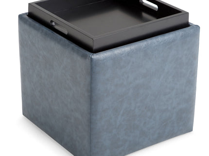 Rockwood - Upholstered Cube Storage Ottoman With Tray