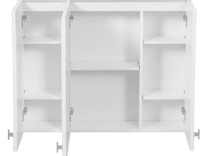 Wall Mounted Mirror Cabinet With 5 Adjustable Shelves, Rectangular Storage For Bathroom - White