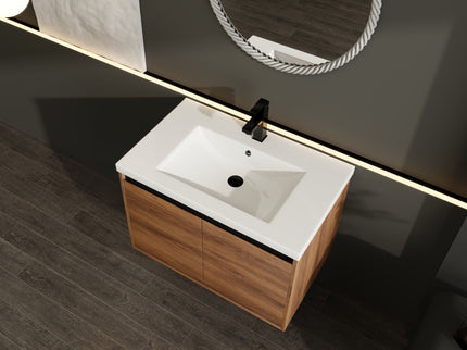 Bathroom Vanity Set With Resin Countertop Sink And 2 Doors, Engineered Wood