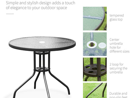 Outsunny - Patio Dining Set With Table Umbrella, Folding Chairs And Dining Table, Outdoor Patio Furniture Set