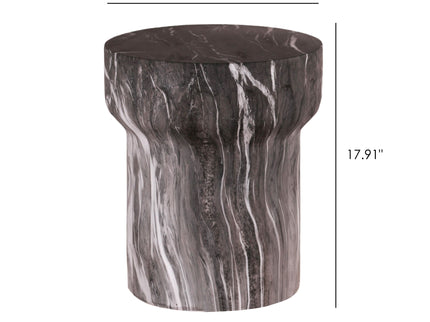 Round Geometric Outdoor End Table - Marble