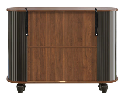 Fluted Liquor & Coffee Bar Cabinet With 6 Wine Racks And 3 Glass Holders