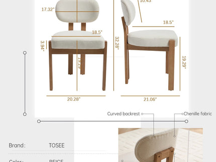 Dining Chairs With Ergonomic Backrest And Adjustable Feet (Set of 2)