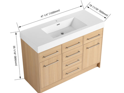 Freestanding Bathroom Vanity With Resin Sink, Soft-Closing Doors And Drawers