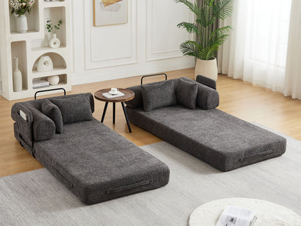 Convertible Sleeper Sofa Bed With Cylindrical Pillow