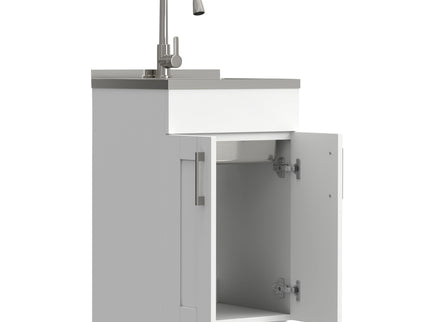 Modern Shaker All-In-One Laundry Utility Sink And Cabinet With Pull-Out Faucet