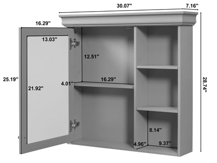 Wall Mounted Bathroom Medicine Cabinet With Mirror And Adjustable Storage With Soft Close Hinges