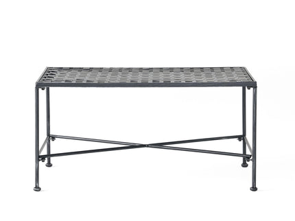 Luna - Outdoor Iron Coffee Table - Black Brush Silver