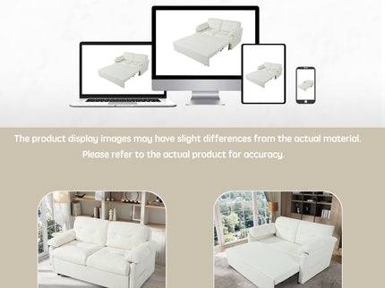 Convertible Pull Out Sofa Bed Queen Size, 3 In 1 With Side Storage