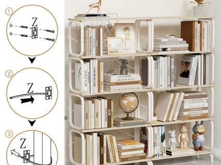 5 Tier Industrial Bookshelf, Tall Bookcase With Open Design, Vintage Storage Organizer