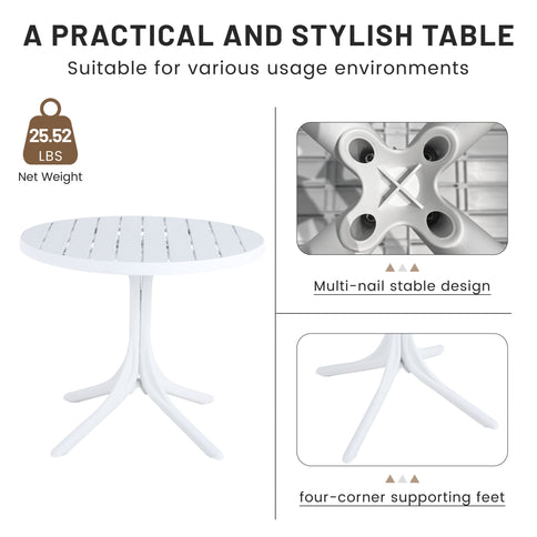 4 Piece Set Of Color Block Designed Single Chairs With Round Table - Grain Yellow / Haze Green / Tropical Orange / White