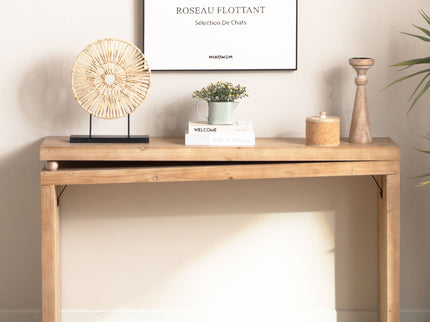 Slim Console Table, Narrow Entryway Table With Bead Detail - Light Natural / Natural