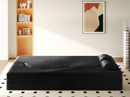 Modern Floor Sofa With 2 Pillows, Convertible Twin Size Folding Mattress For Living Room