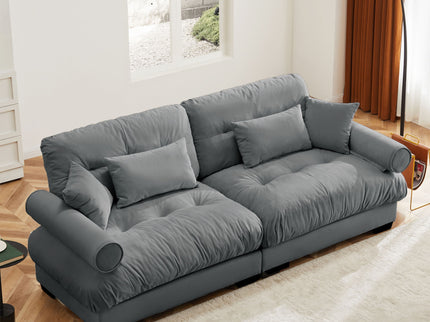 Modern Oversize Sofa With Cloud Like Comfort, Featuring Waist And Throw Pillows