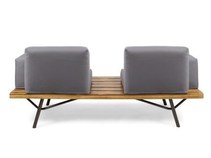 Outdoor Sofa With Cushions And Iron Legs - Dark Gray