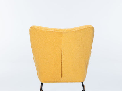 Rocking Chair Nursery, Teddy Upholstered Glider Rocker With High Backrest, Reading Chair Modern Rocking Accent Chairs Glider Recliner For Living Room - Yellow