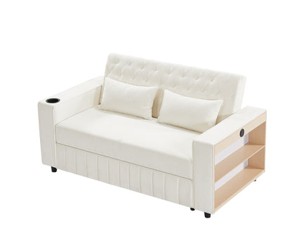 Pull-Out Sofa Bed Convertible Couch With Adjustable Backrest For Living Room