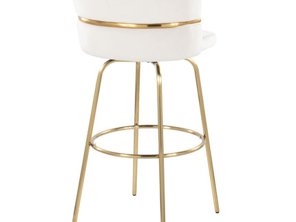 Cinch - Glam / Art Deco Fixed Height Barstool With Swivel With Round Footrest (Set of 2)