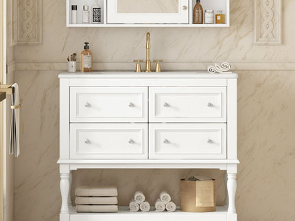 Bathroom Vanity Cabinet With Undermount Sink, 4 Drawer Set