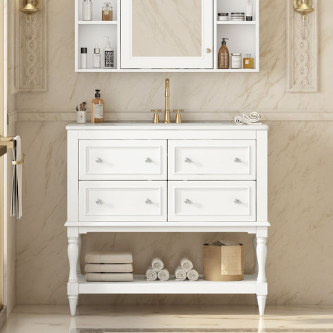 Bathroom Vanity Cabinet With Undermount Sink, 4 Drawer Set