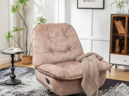 Modern Swivel Gliding Recliner Chair With Rocking Function And Phone Holder, Large Comfortable