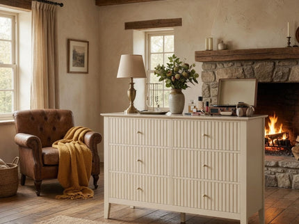 Modern 6 Drawer Fluted Dresser