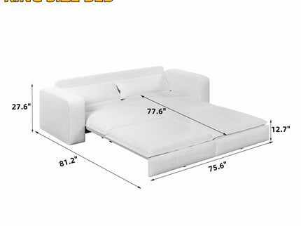 King Size Sleeper Pull Out Sofa Bed, 3 In 1 Convertible Chaise Lounge With 2 Pillows For Living Room - Camel