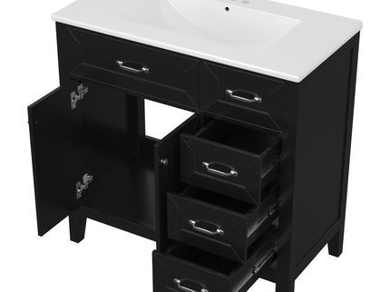 Modern Bathroom Vanity With Sink, Freestanding Design With Drawers And Doors