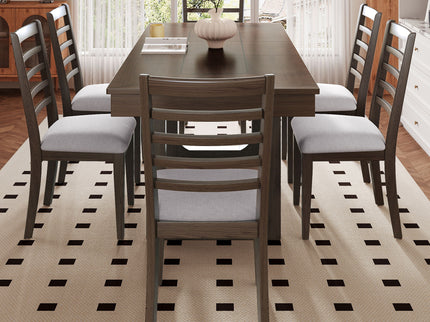 Extendable Dining Set, Farmhouse Extendable Table With Upholstered Chairs