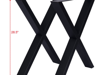 X Table Legs 28X 24", Wide Metal Table Legs, Heavy Duty Steel Desk Legs Table Leg Dining Table Legs Coffee Desk Leg (Set of 2) - Black