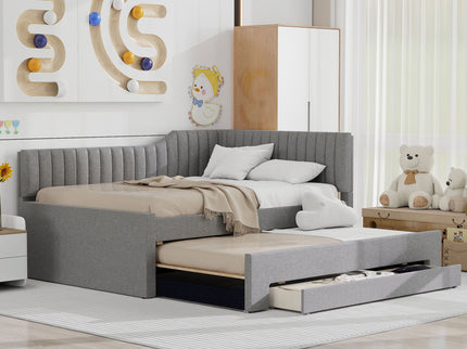 Upholstered Daybed With Trundle And 3 Drawers