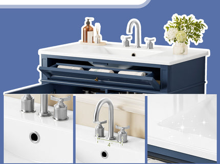 Bathroom Vanity With Top Sink, 2 Drawers, Tip Out Drawer