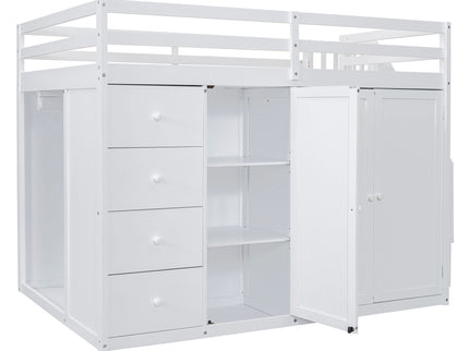 Loft Bed With Built In Wardrobes, Cabinets And Drawers