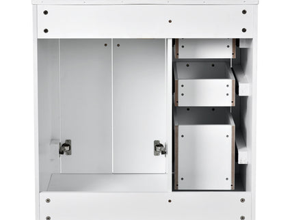 Ceramic Sink Combo, Freestanding Vanity Set With 3 Drawers & Soft Closing Doors