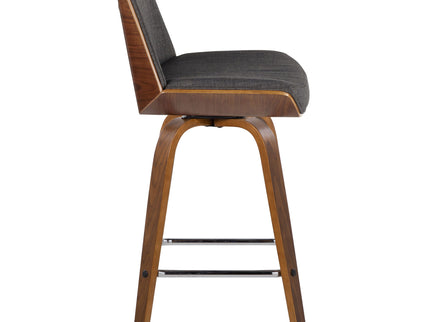 Corazza - Mid Century Modern Fixed Height Counter Stool With Swivel And Square Footrest (Set of 2)