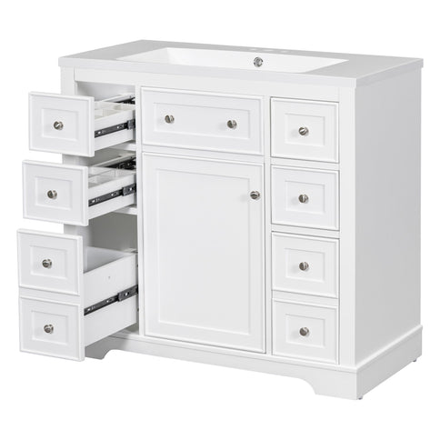 Modern Bathroom Vanity With Sink Combo, 6 Drawers And 1 Cabinet