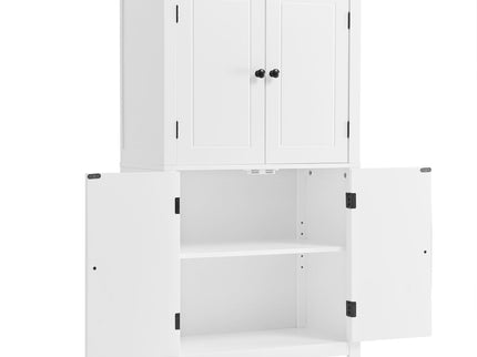 Elegant Bathroom Floor Storage Cabinet With 4 Doors, Adjustable Shelves