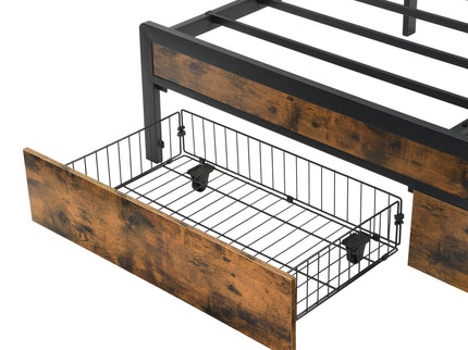 Modern Bed Frame With LED Lights, Upholstered Headboard, USB Charging