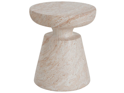 Outdoor / Indoor Lightweight Concrete Side Table, Travertine - Beige