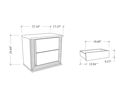 Moon - Marble Nightstand With LED - White