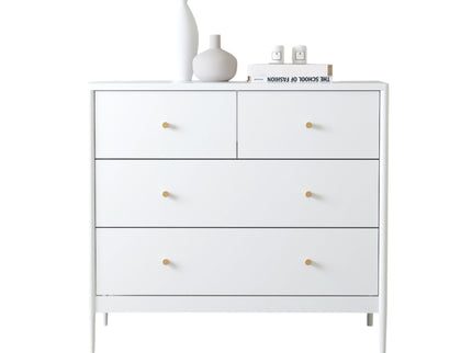 4 Drawer Kids Dresser With Antique Brass Pulls - White